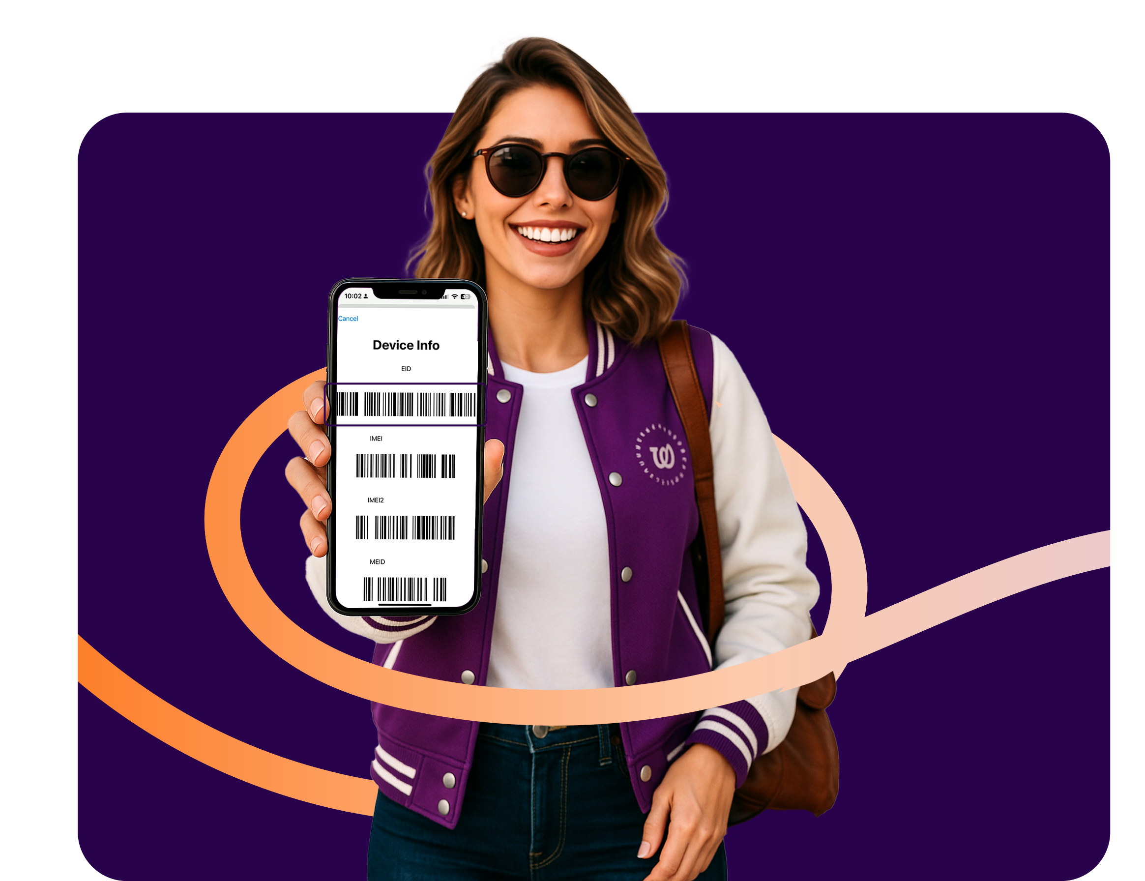 Persona mostrando código eSIM en teléfono